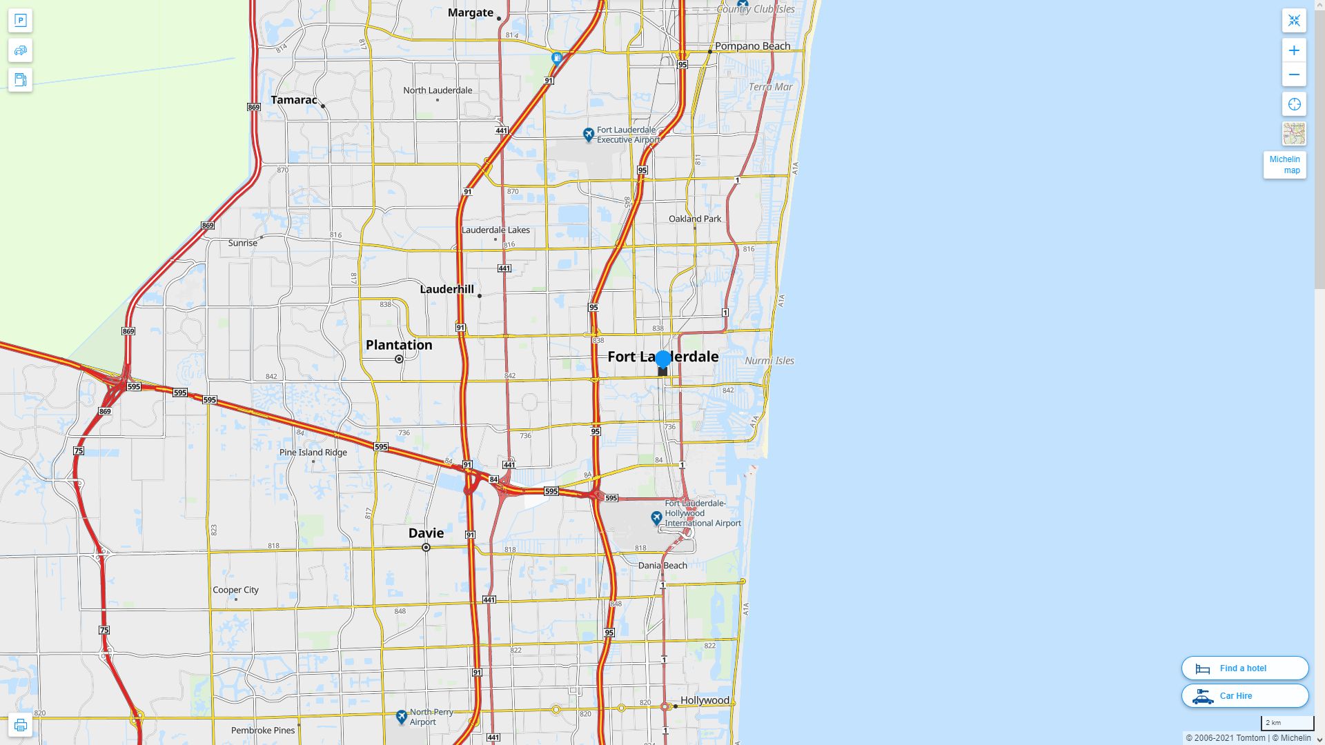 Fort Lauderdale Florida Highway and Road Map